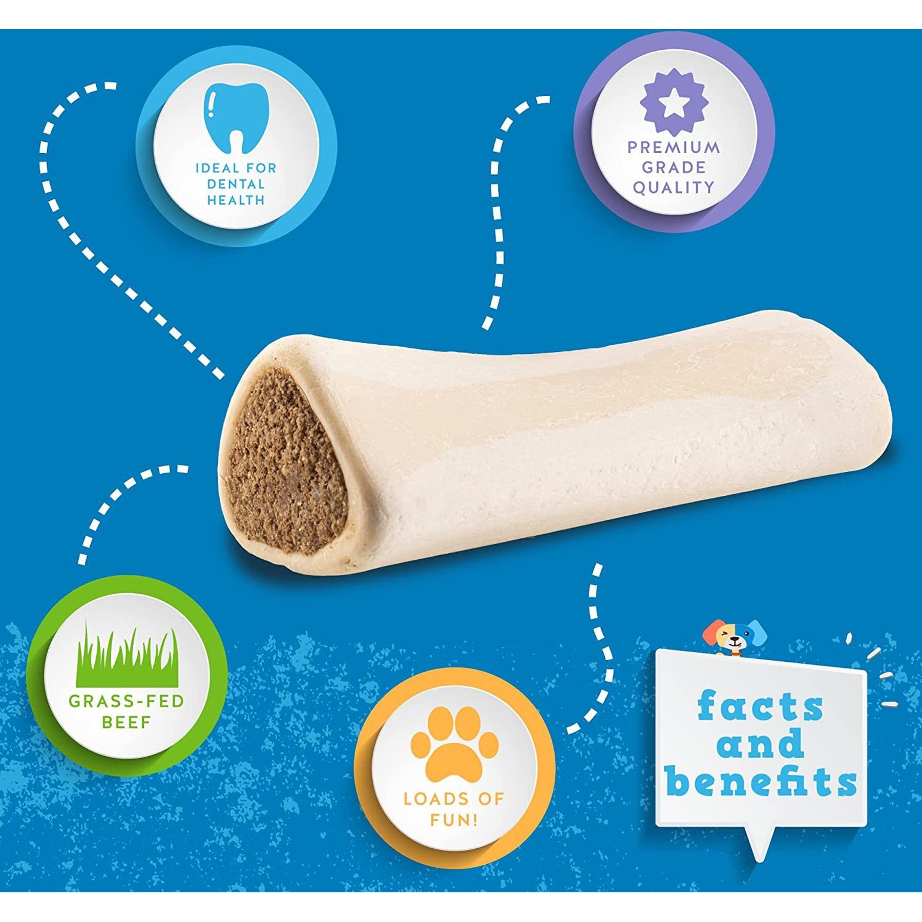 Jack & Pup Stuffed 5-6-in Bone Filled with Bacon & Cheese Flavor Dog Treats, 2 count