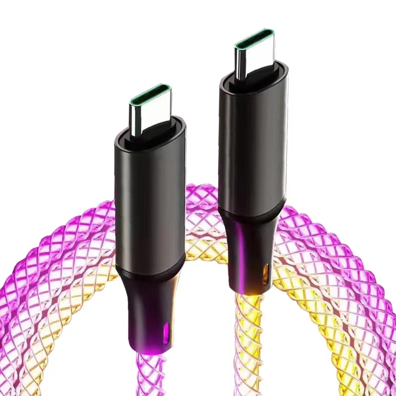 Factory Price 100W LED type c cable fast charging Light Up Lightning cable data usb Mobile iphone cables for Apple,Huawei, OPPO, Vivo