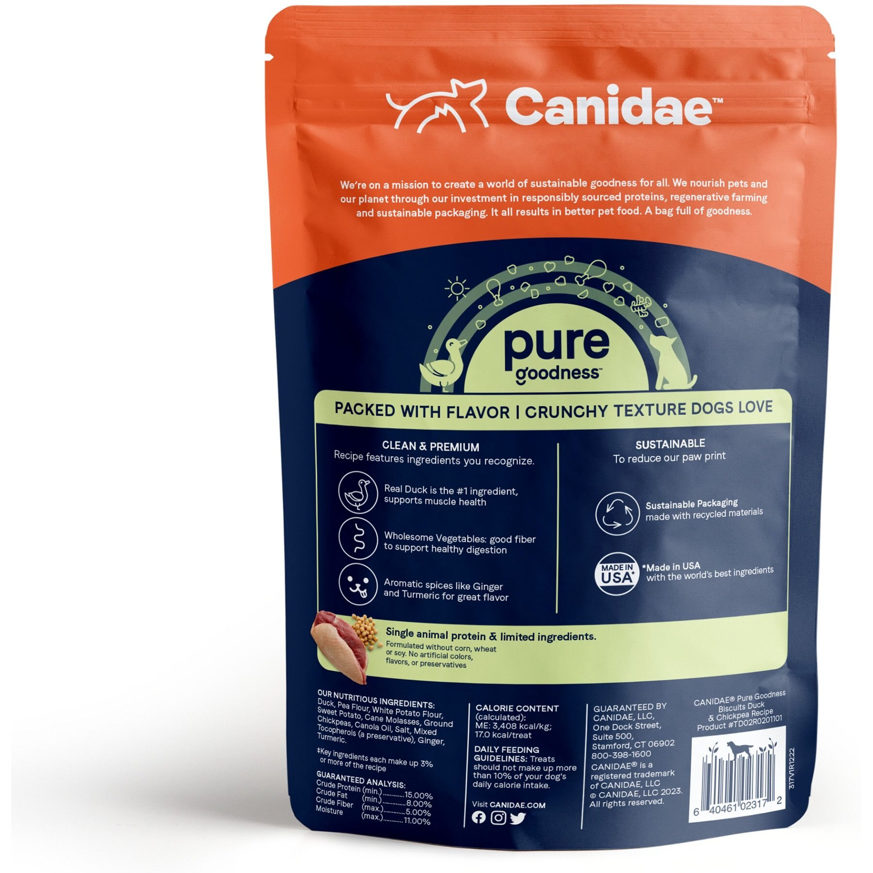 CANIDAE Grain-Free PURE Heaven Biscuits with Duck & Chickpeas Crunchy Dog Treats