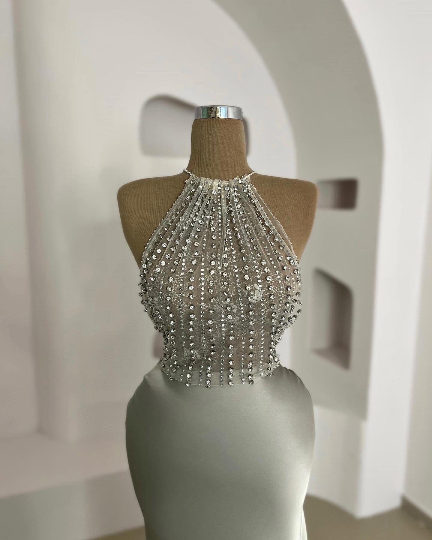 Beading Stunning Evening Sexy Halter Backless Fall New Elegant Or Length Long Women S Dresses Bc