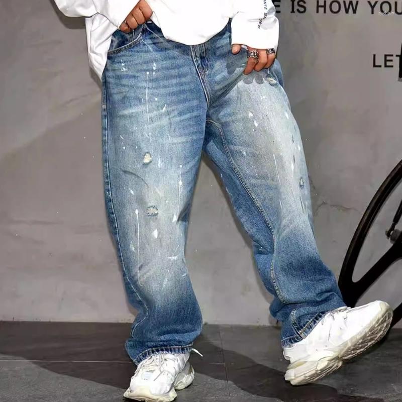 2025 S Fashion Designer Men S Jeans American Streetwear Ripped Baggy Mens Clothing Hip Hop Paint Dot Denim Cargo Pants High Quality Fashion Ragged Tro