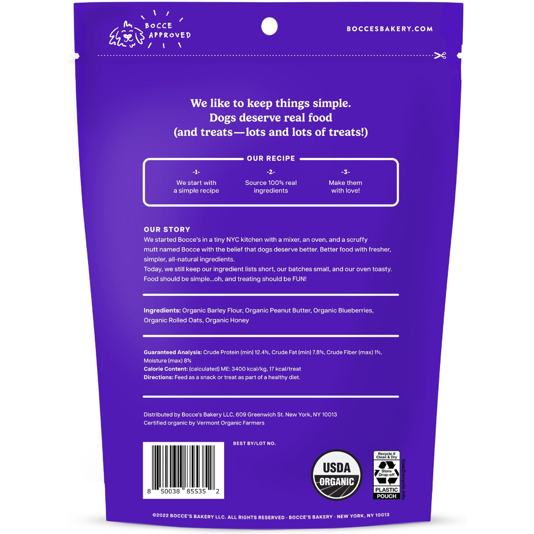 Bocce's Bakery Wild Berry Biscotti Biscuits Crunchy Dog Treats, 12-oz bag