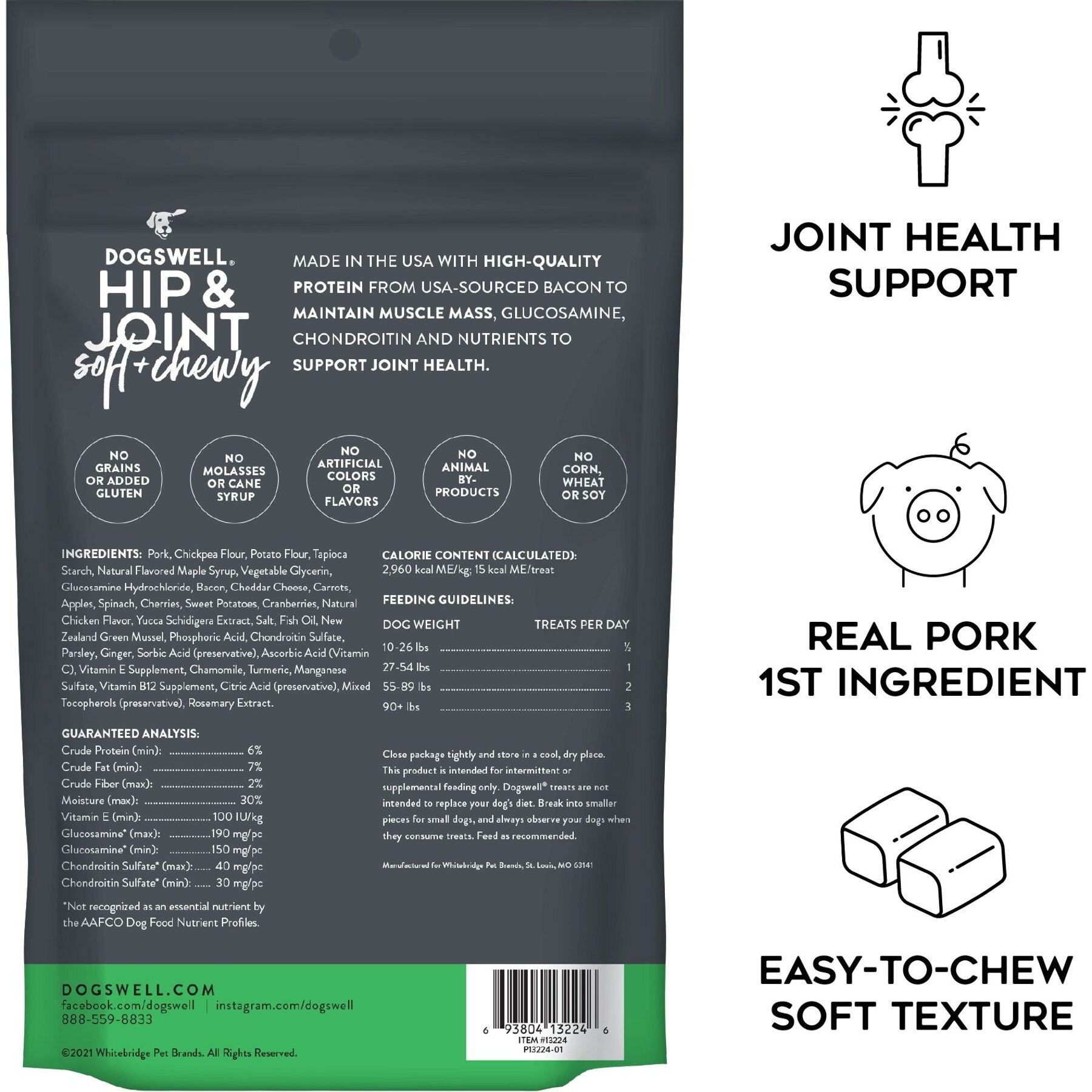 Dogswell Hip & Joint Bacon Soft & Chewy Dog Treats, 14-oz bag