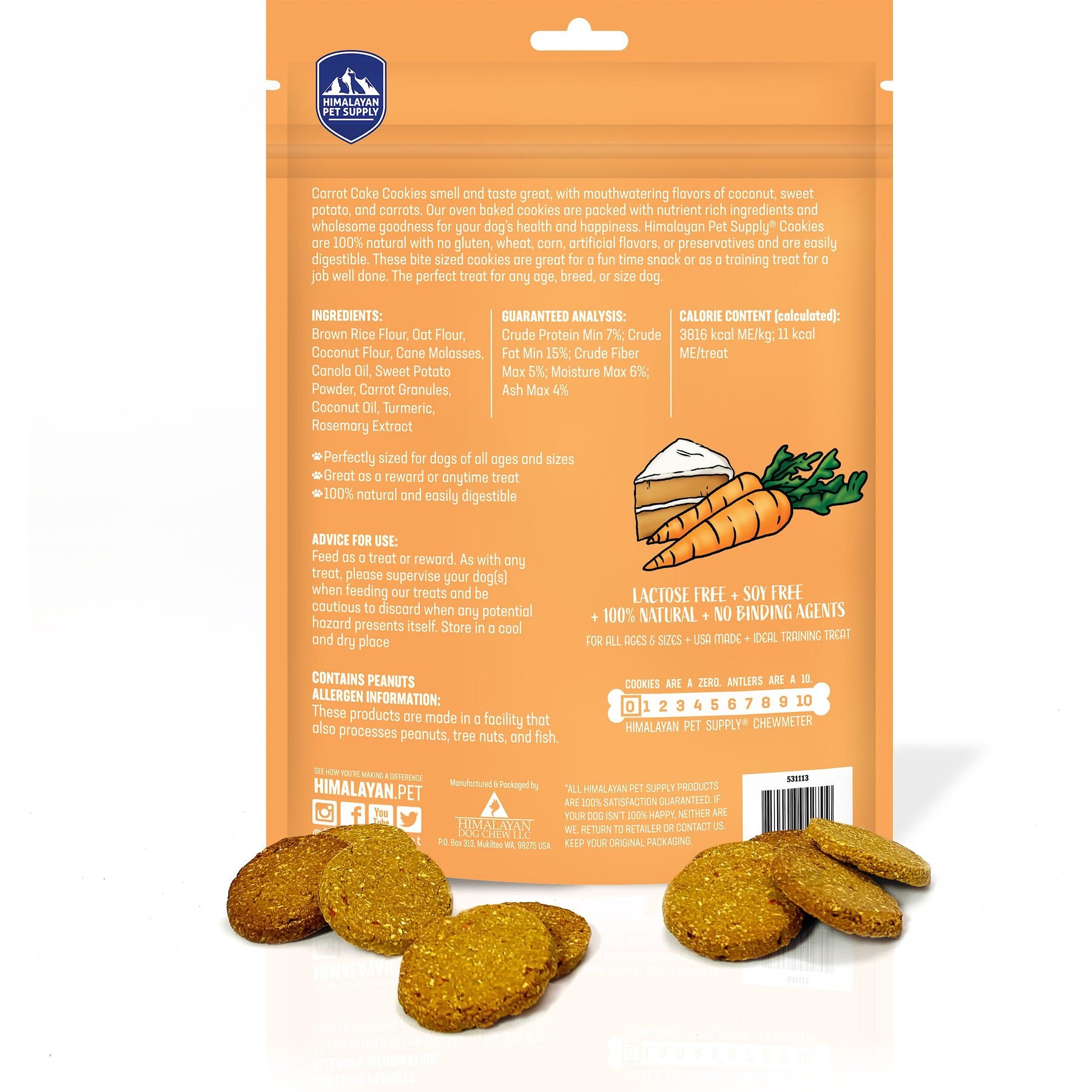 Himalayan Pet Supply Grain-Free Carrot Cake Cookies Crunchy Dog Treats, 14-oz bag