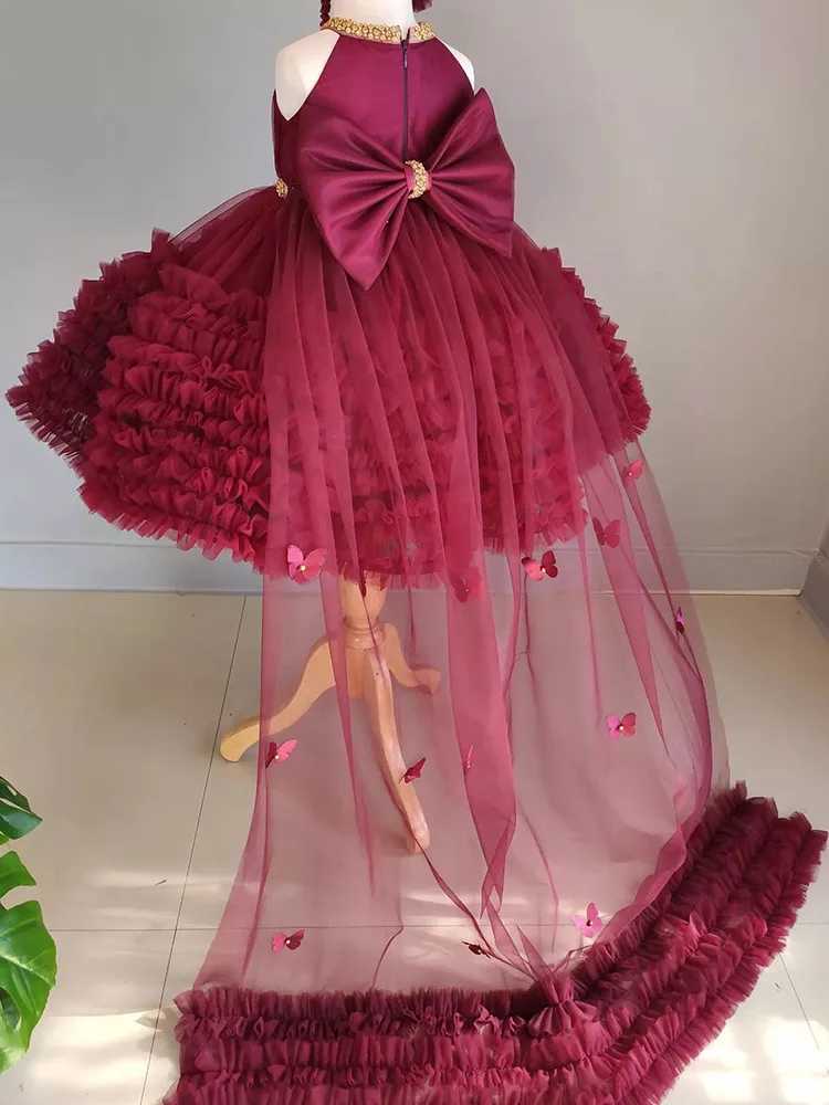 Girls Big Bow Tail Dress 1-12 Years Old Fashionable Neck Strap Princess Dress Carnival Birthday Party Performance Costume W241122