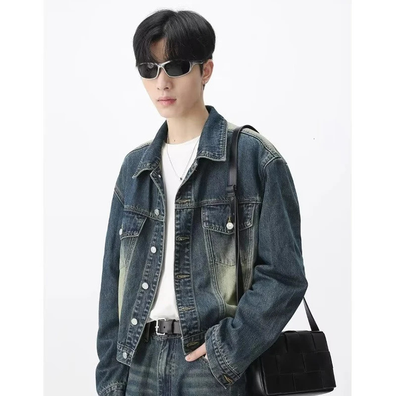 Spring Autumn Blue Denim Set Men Women Hop Hip Fashion Varsity Wash Cowboy Jacketsjeans Suit High Street Unisex Two Piece Set 240415