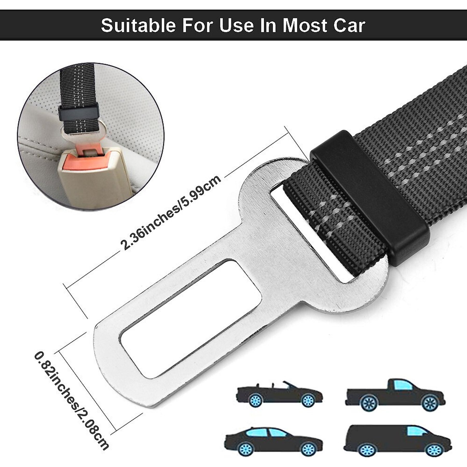 SlowTon Adjustable Dog Car Seat Belt, 2 count