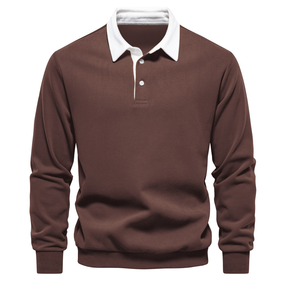 New Autumn Long Sleeve Polo Neck Sweater Trendy Men's Tees Sweater High Quality Casual Versatile Tops Men T-Shirts XXL TShirts