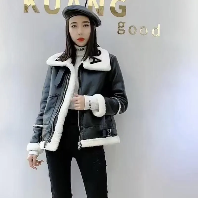 Women's Jackets Womens autumn and winter square neck new jacket antique casual lamb wool jacket lazy style young and loose Y250116LOXF