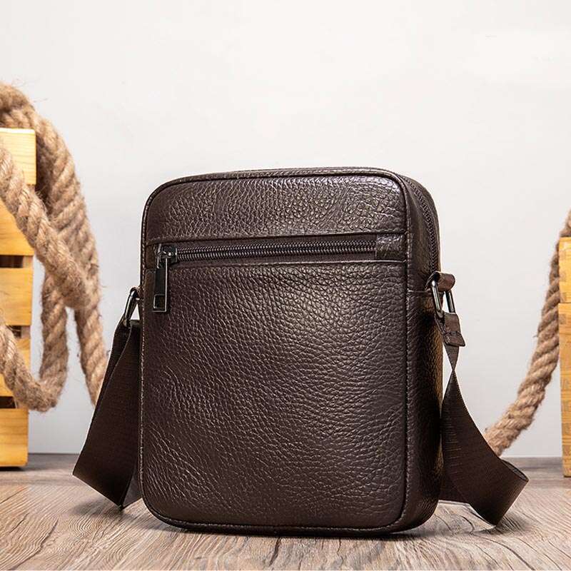 Soft Genuine Men Shoulder Casual Cow Leather Mini Crossbody Bags Cowhide Sg For Male Bag Black