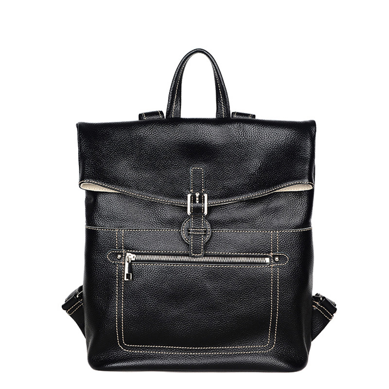 Genuine Leather Women's handbags simple Ladies fashion Large capacity soft Grain leather backpack