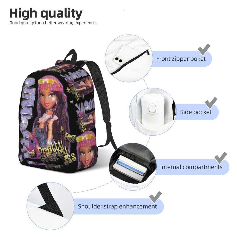 Bratz Yasmin Pretty Princess Sparkle Photoreal Backpack for Men Women Cool Student Business Daypack College Shoulder Bag Gift