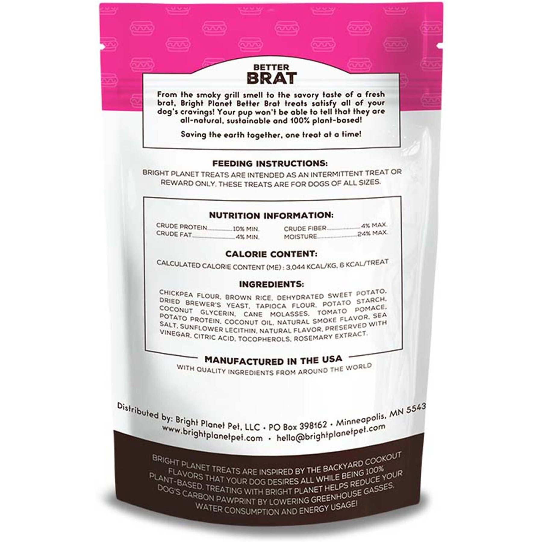 Bright Planet Pet Better Brat Plant-Based Dog Treats, 6-oz bag