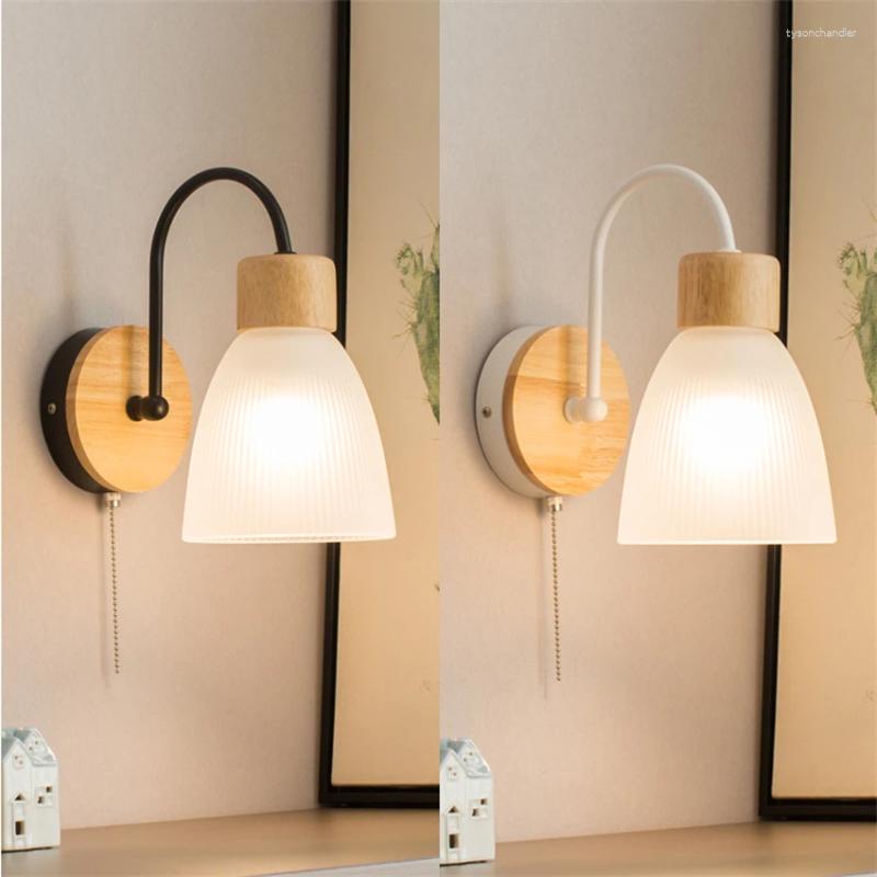 Lamps Wall Nordic Wood Art Deco Glass Living Room Children's Desk Reading Lights Bedroom Bedside Sconces Fixtures