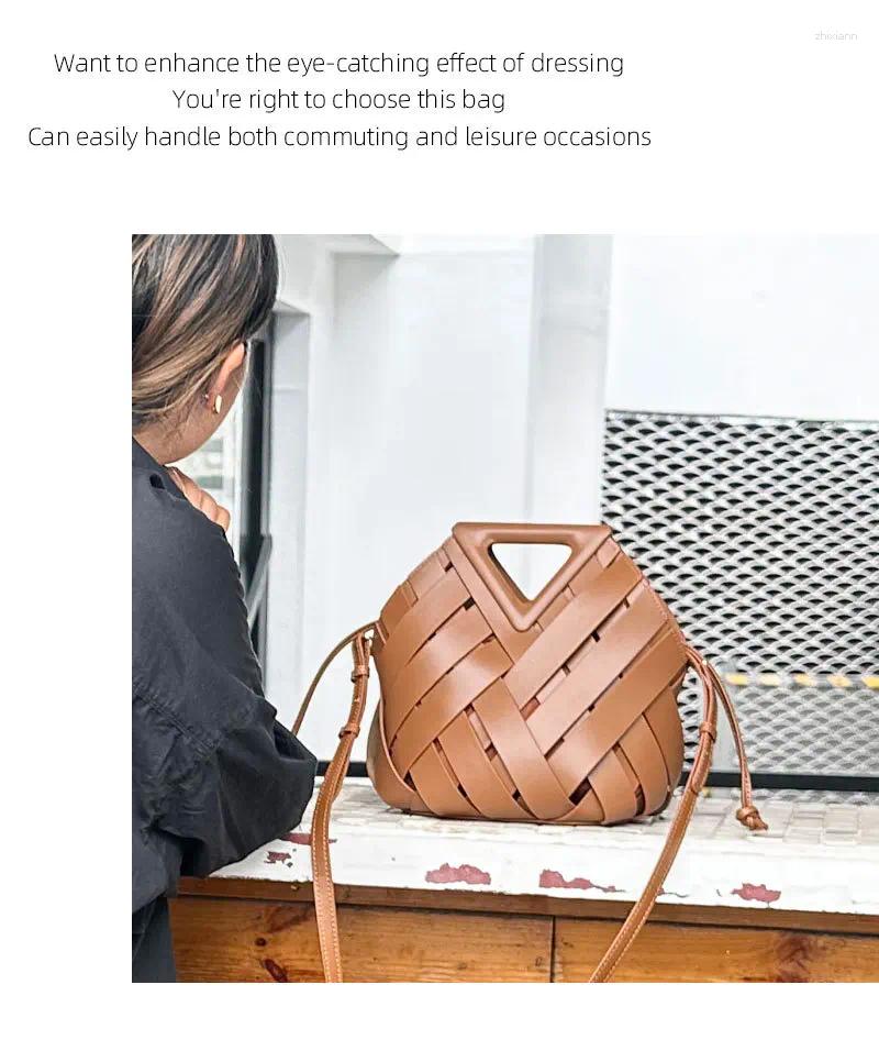 2025S designer Vintage Drawstring Women - Retro Triangle Woven Leather Crossbody Shoulder Bag Handbag shoulder women bag crossbody bag
