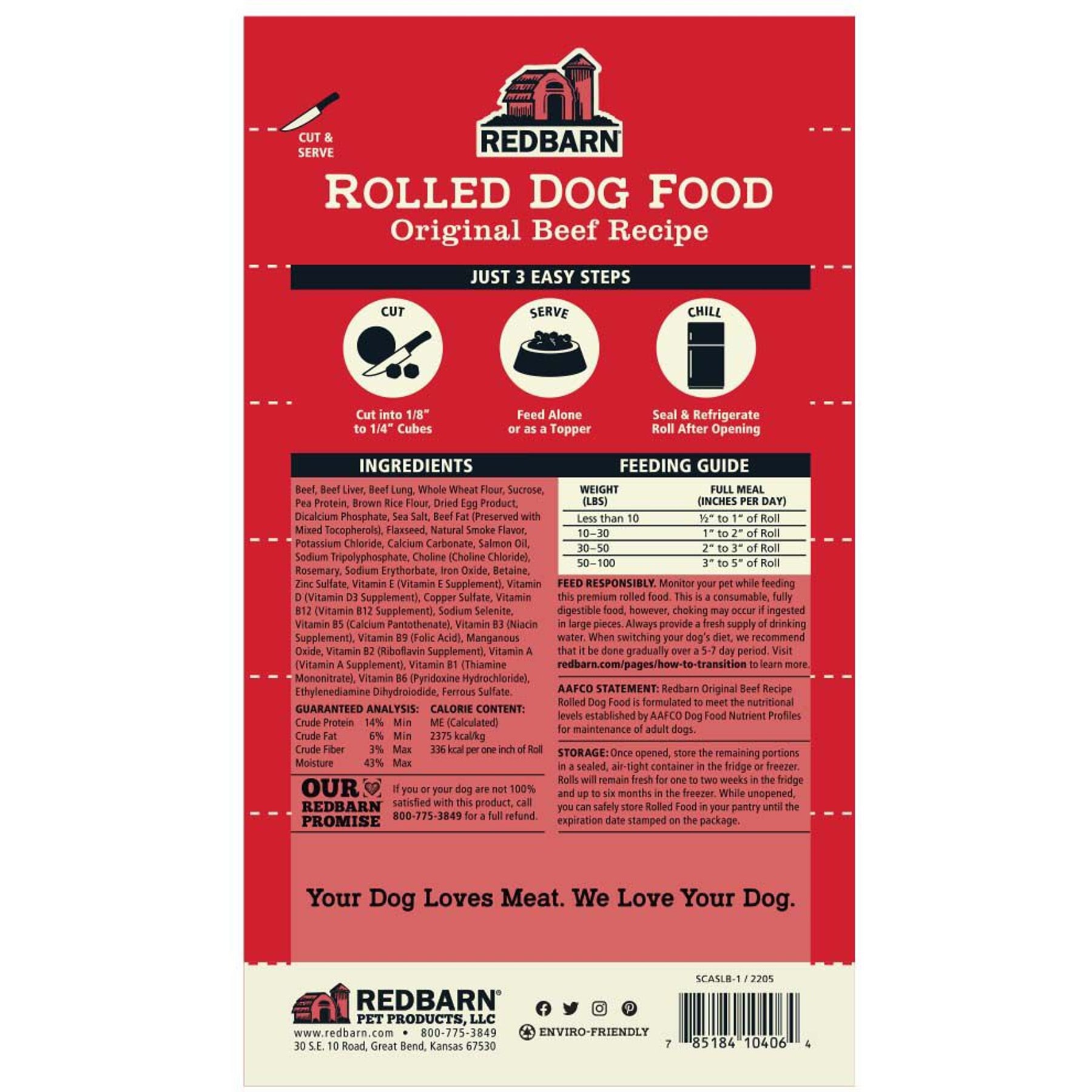 Redbarn Naturals Beef Recipe Dog Food Roll