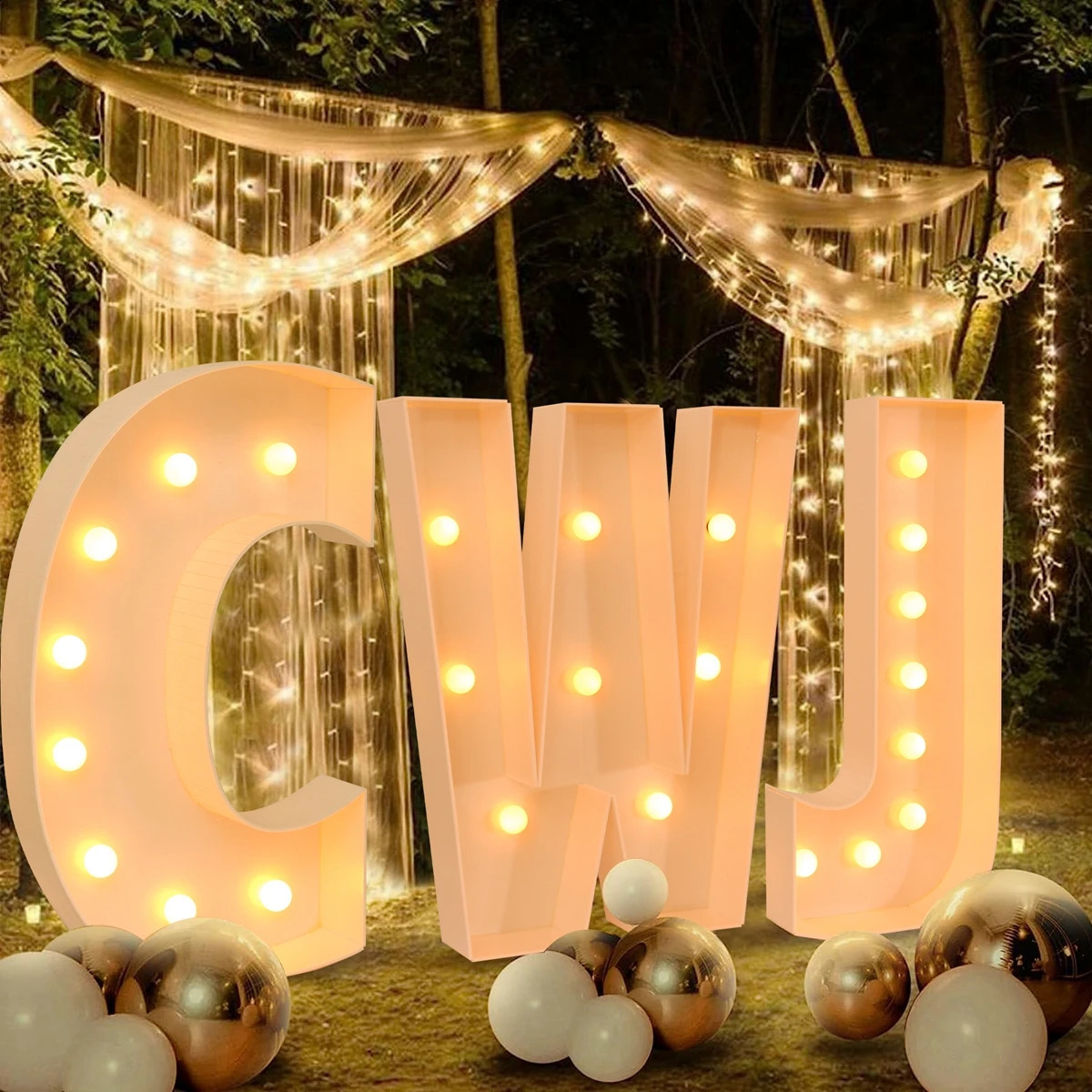 91.5CM LED light letter frame baby shower boy girl one love GRAD Christmas name balloon filling box birthday wedding party decoration 241112