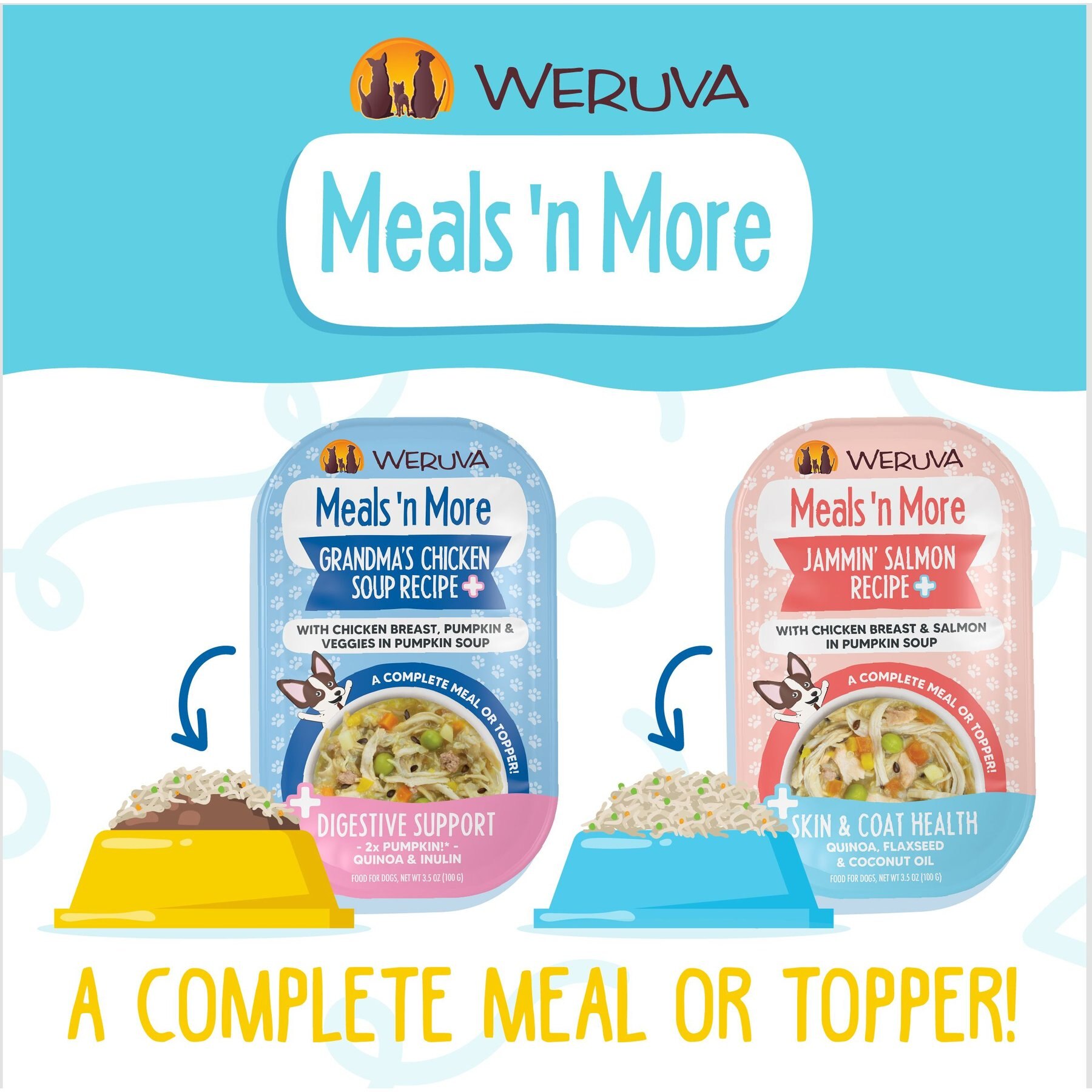 Weruva Meals 'n More Natural Wet Dog Food, Steak Frites Dinner Plus Skin & Coat Health, 3.5-oz cup, 12 count