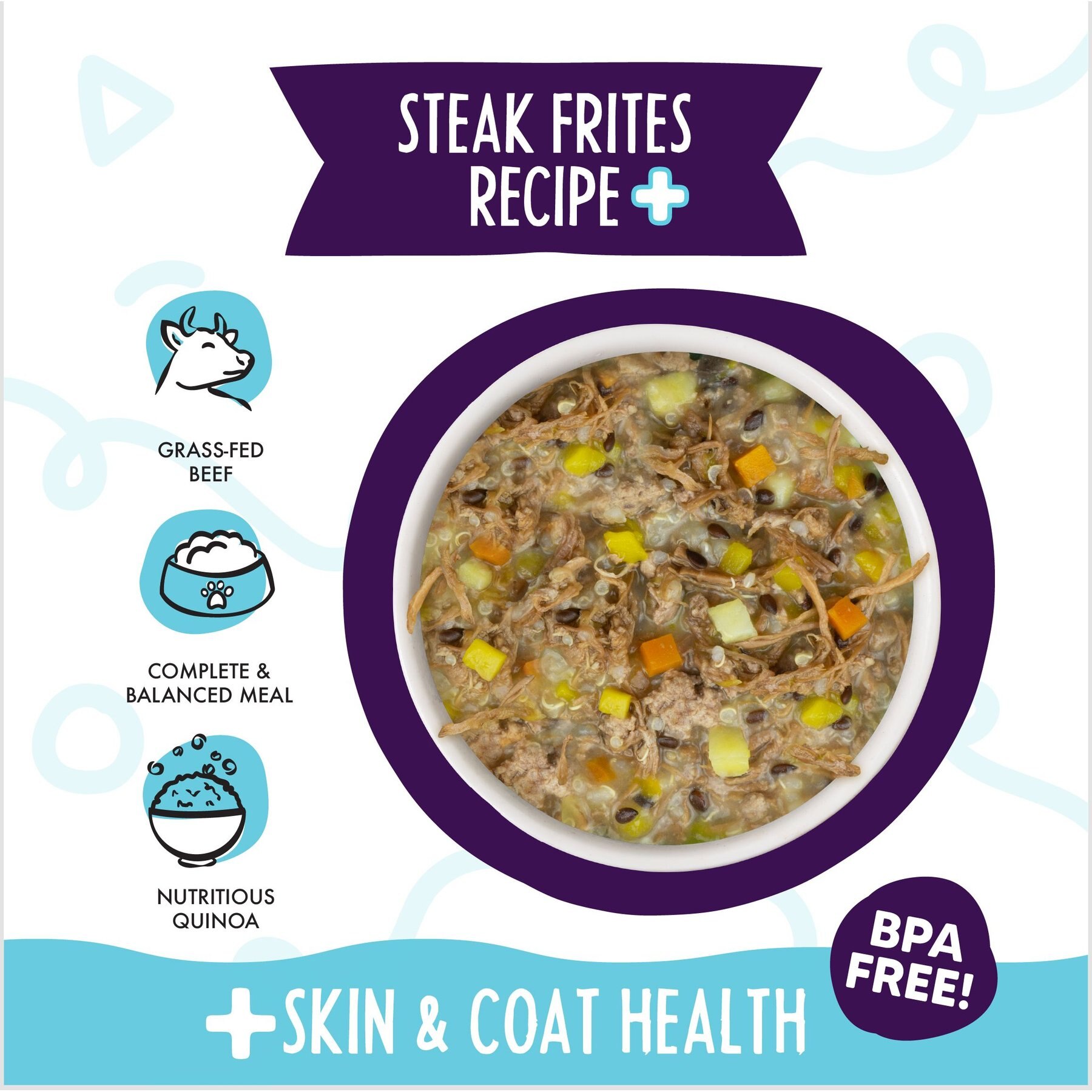 Weruva Meals 'n More Natural Wet Dog Food, Steak Frites Dinner Plus Skin & Coat Health, 3.5-oz cup, 12 count