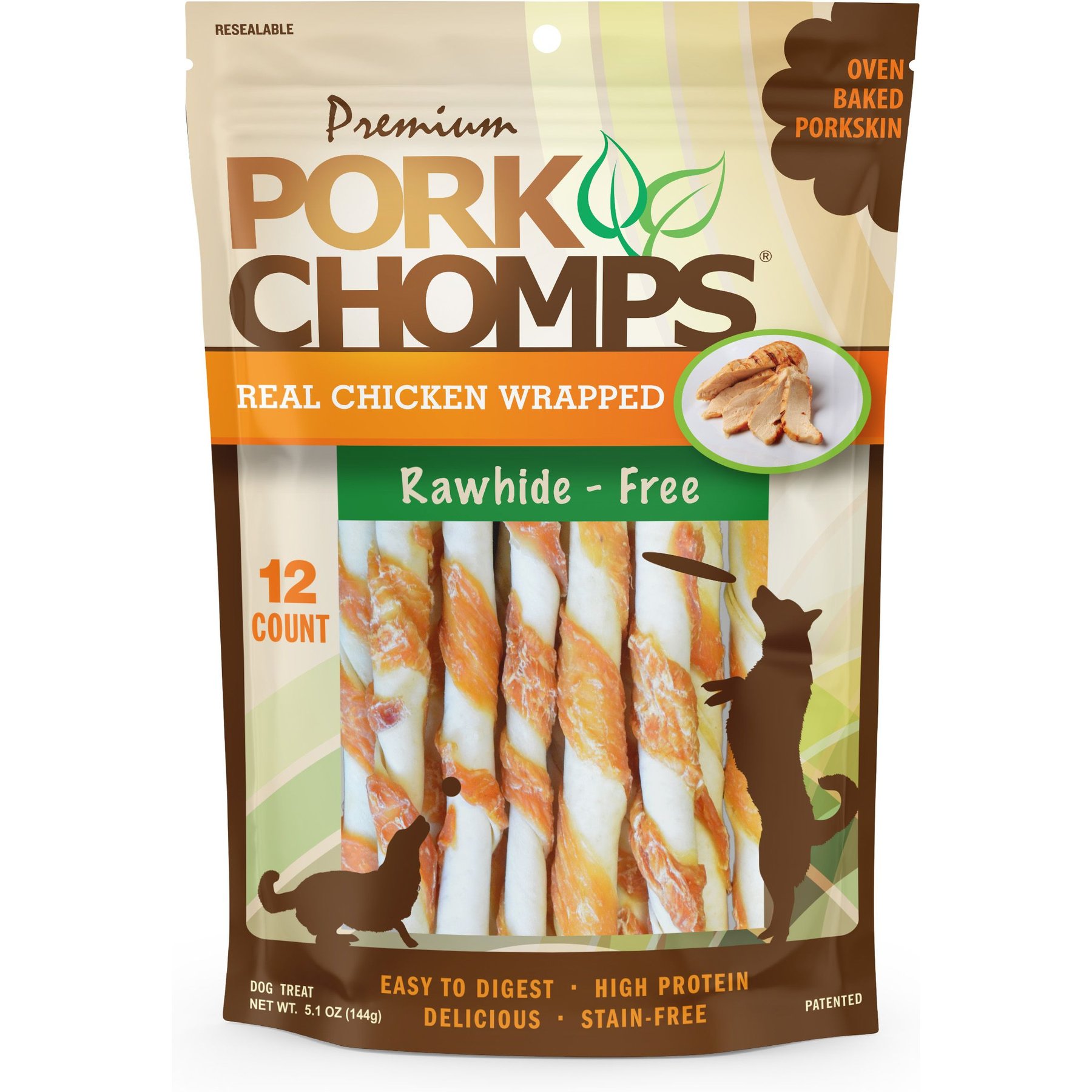 Pork Chomps Real Chicken Wrapped Twists Dog Treats