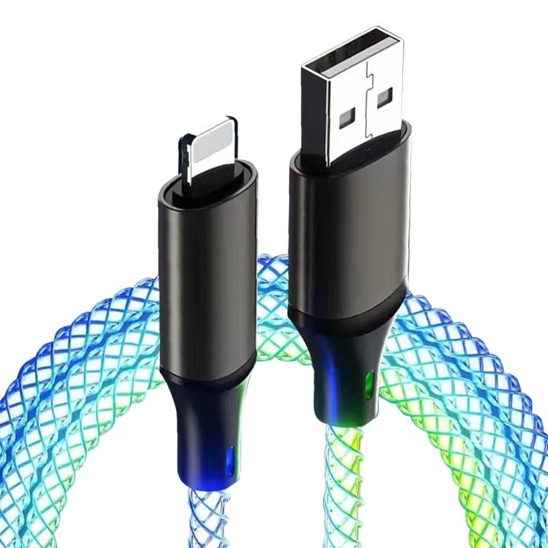 Factory Price 100W LED type c cable fast charging Light Up Lightning cable data usb Mobile iphone cables for Apple,Huawei, OPPO, Vivo