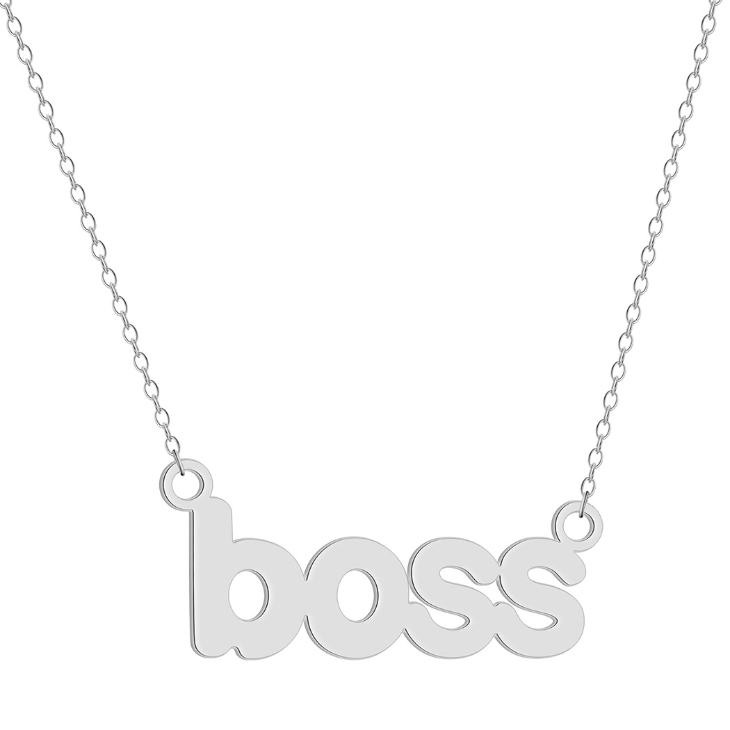 Cute Boss Letter Necklace English Word Stainless Steel Script Charm Chain Clavicle Collar Choker for Women Girl Child Hiphop Rock Jewelry