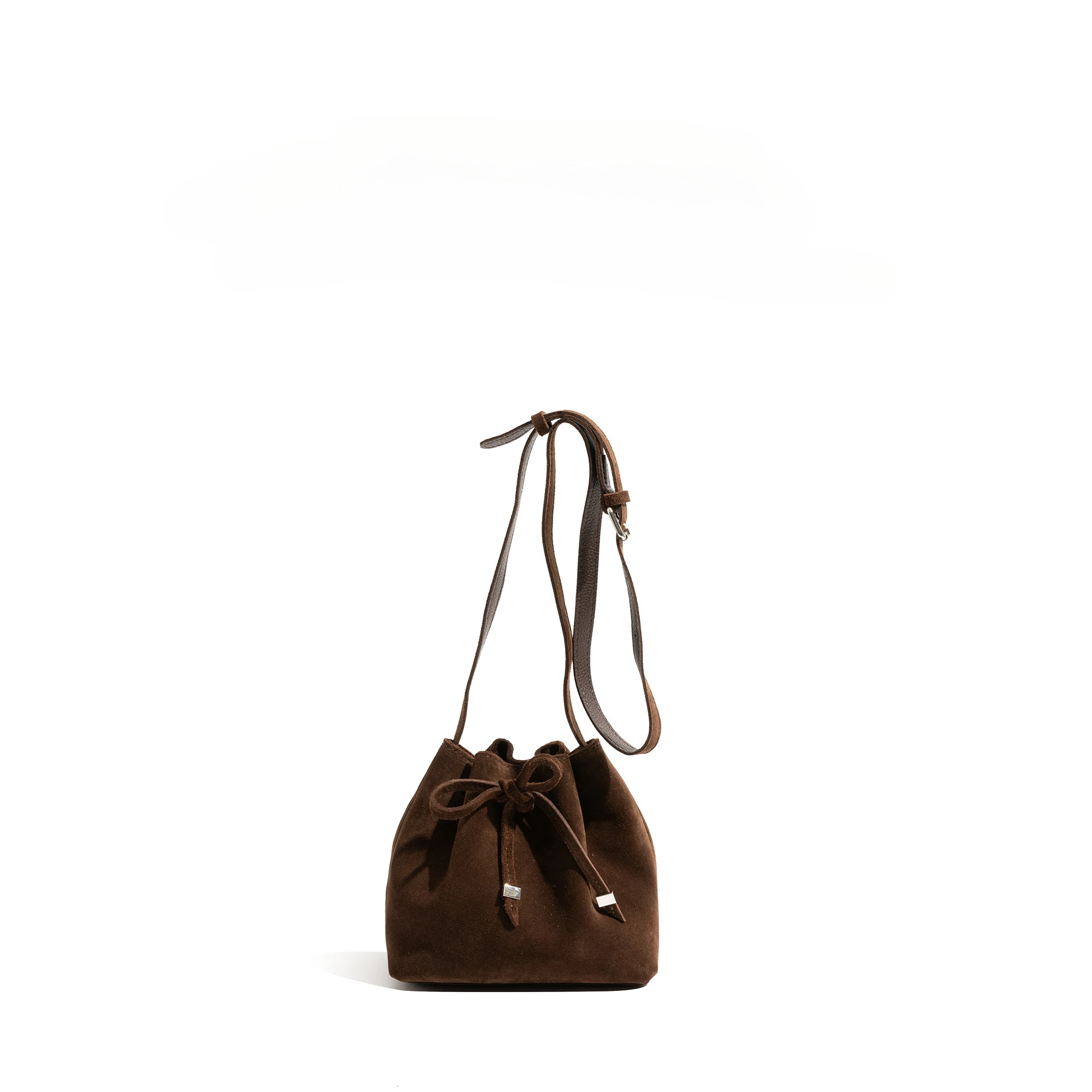 Genuine Leather Suede Crossbody Bag For Woman Solid Color Vintage Design Fashion Draw String Shoulder Purse String BagVoyage