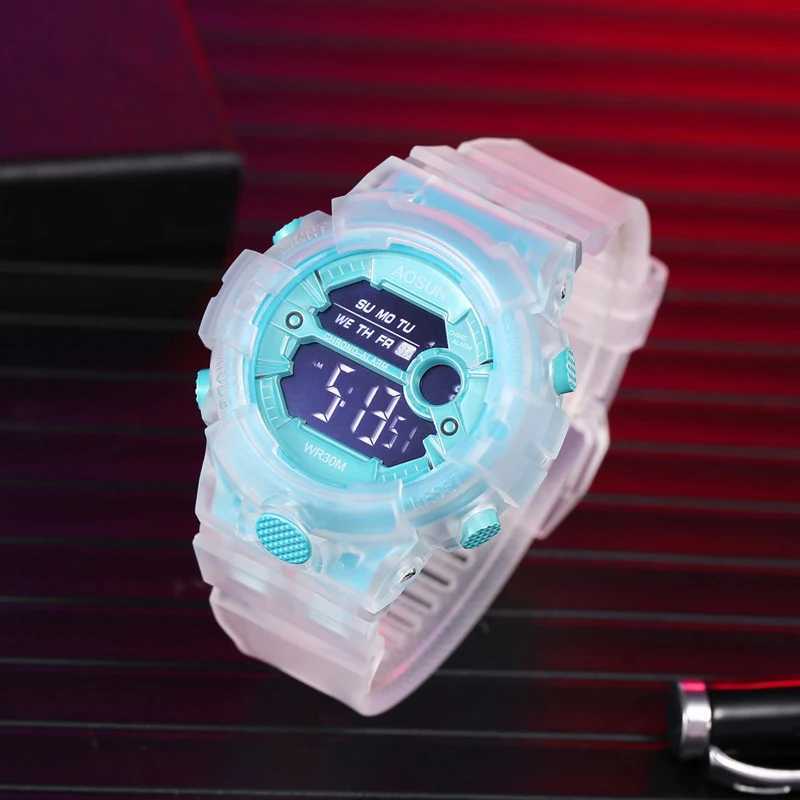 UTHAI CE35 childrens sports watch for girls boys teenagers children digital electronic watch transparent jelly waterproof swimming watch X241122