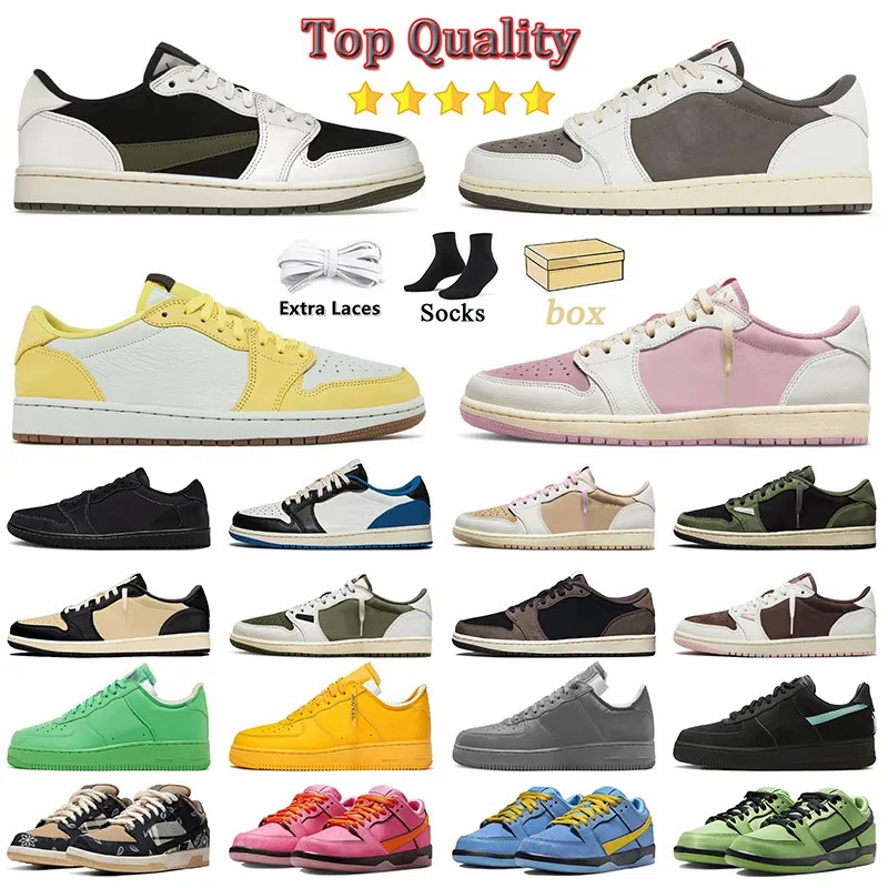 Top quality designer AAAAA reverse mocha 1 low casual shoe suede material genuine leather 1 phantom cactus Jack canary pink basketball coach sports shoes