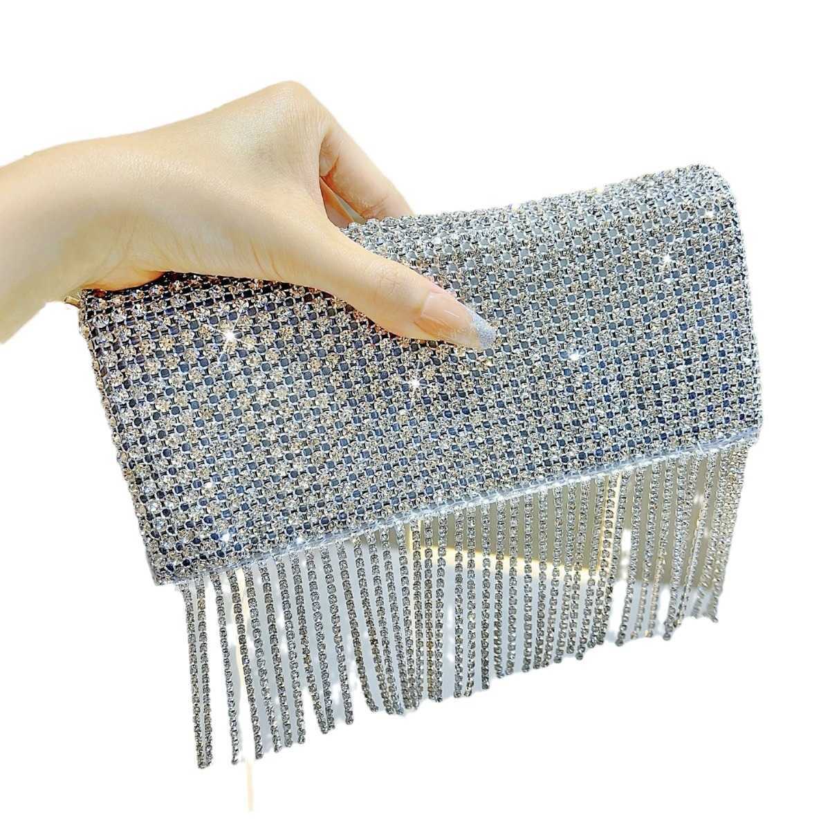 New Super Sparkling Full Diamond Banquet Bag Korean Edition Internet Celebrity Premium Feel Handheld Crossbody Bag