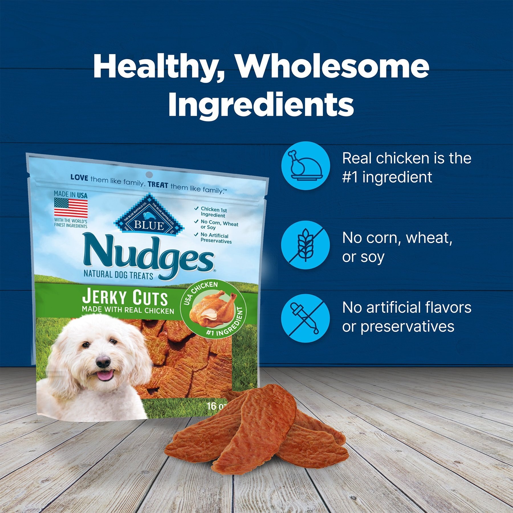 Blue Buffalo Nudges Jerky Cuts Chicken Dog Treats