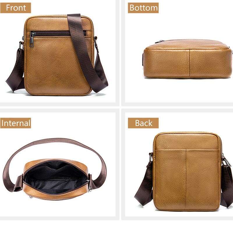 Soft Genuine Men Shoulder Casual Cow Leather Mini Crossbody Bags Cowhide Sg For Male Bag Black