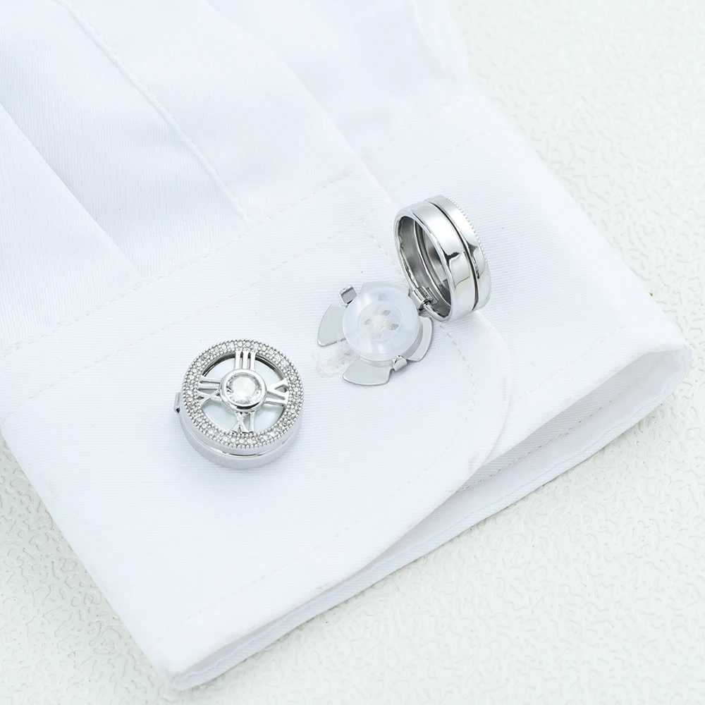 Micro Pave Zircon Cufflinks for Men u0026 Women Shirt Button Covers Elegant Jewelry for Formal Occasions L251024