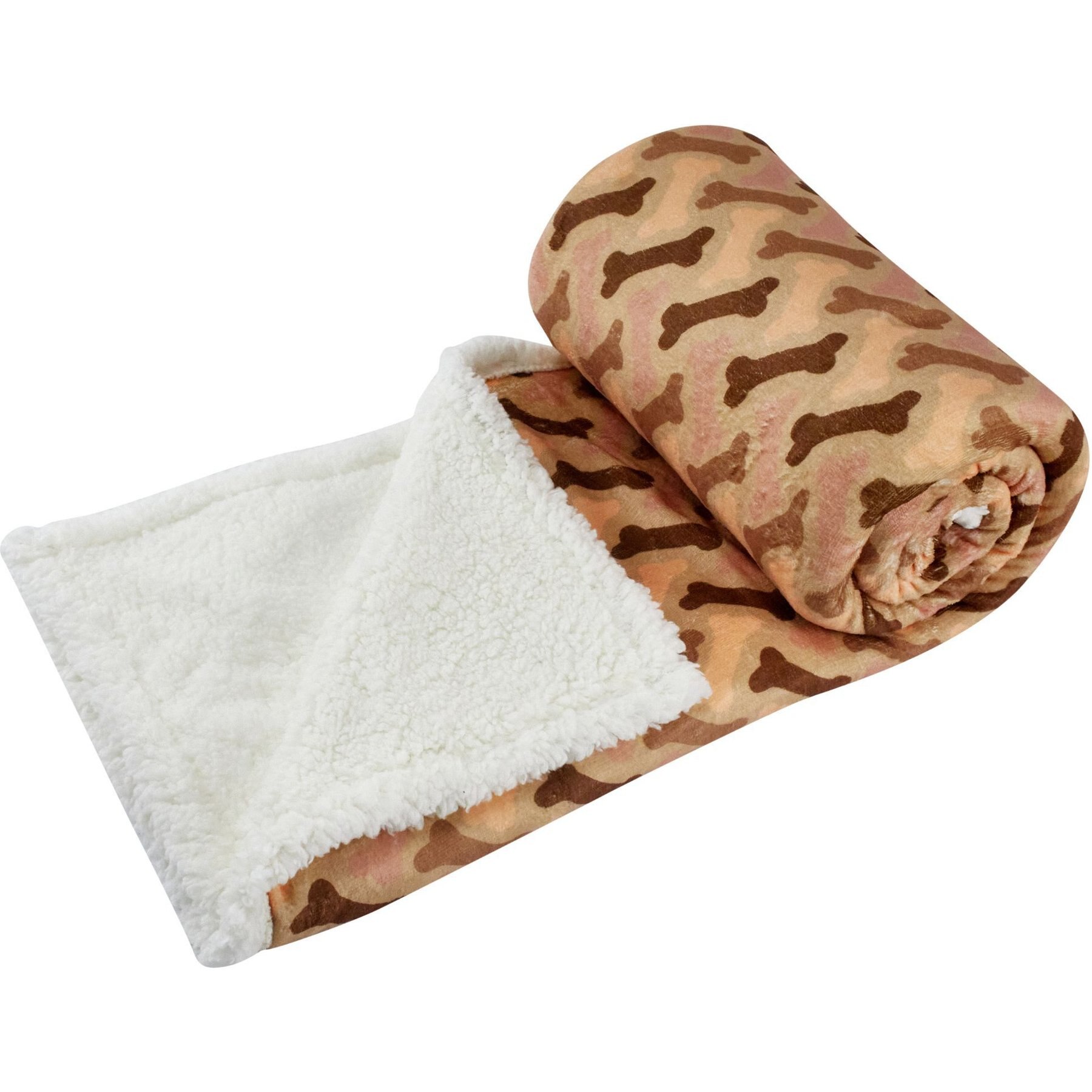 HappyCare Textiles Ultra Soft Cozy Flannel Paw Print Sherpa Cat & Dog Blanket, 50x60-in