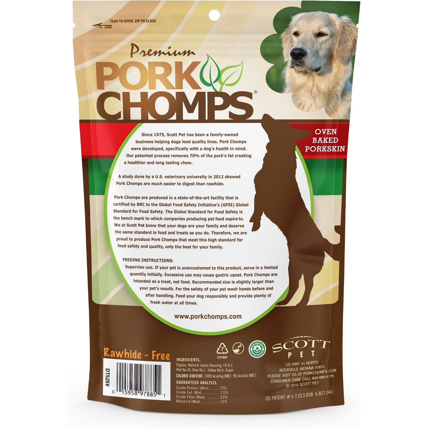 Pork Chomps Bacon Flavor Twists Dog Treats, Large, 4 count