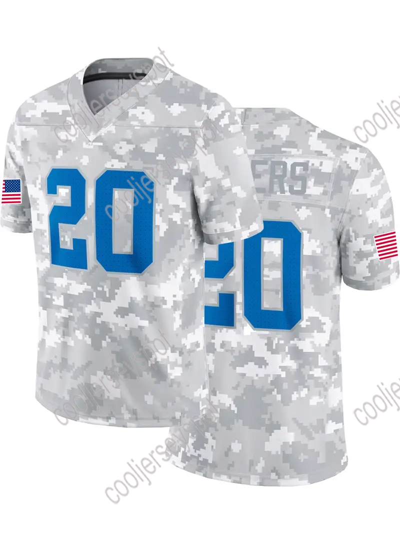 #14 St. Brown 26 Gibbs 20 Sanders 16 Goff Camo 2024 Salute to Service Football Jersey Custom Any Name Number S-XXXL Mens Womens Youth