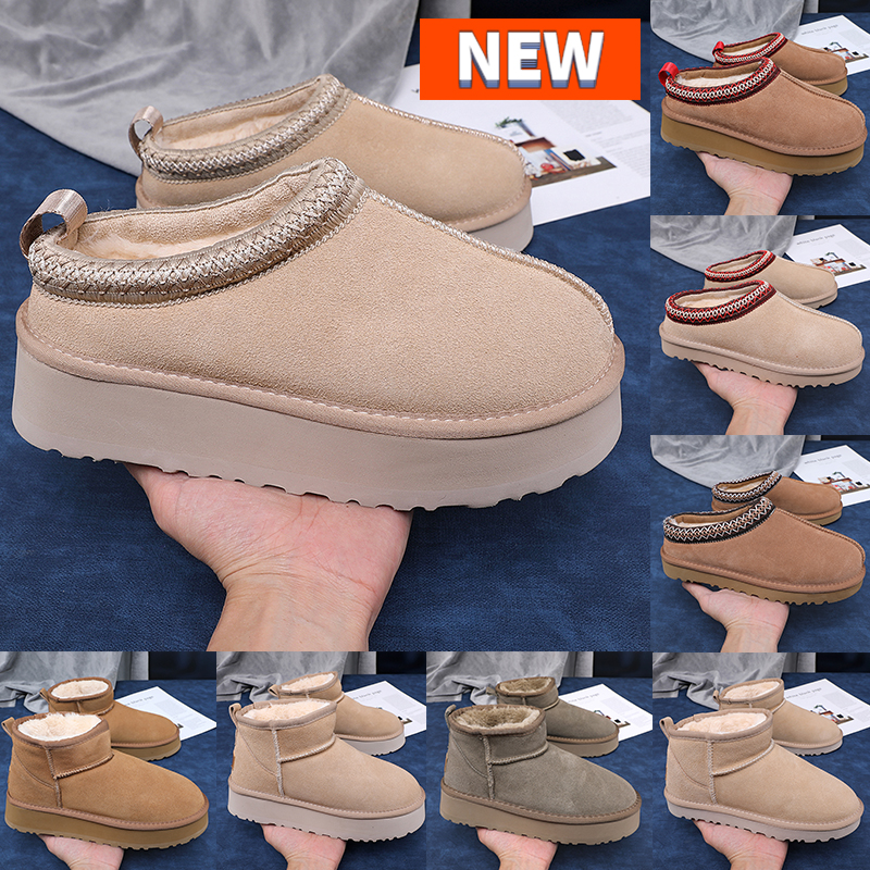 Tazz Slippers Boots Designer Women Tasman Snow Winter Sheepskin Boots Platform Fur Slipper Womens Classic Ultra Mini Suede Wool Ankle Booties Size US 4-13