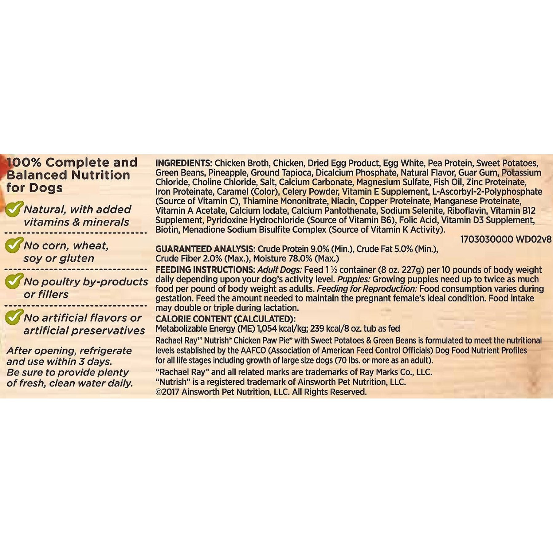 Rachael Ray Nutrish Chicken Paw Pie Wet Dog Food