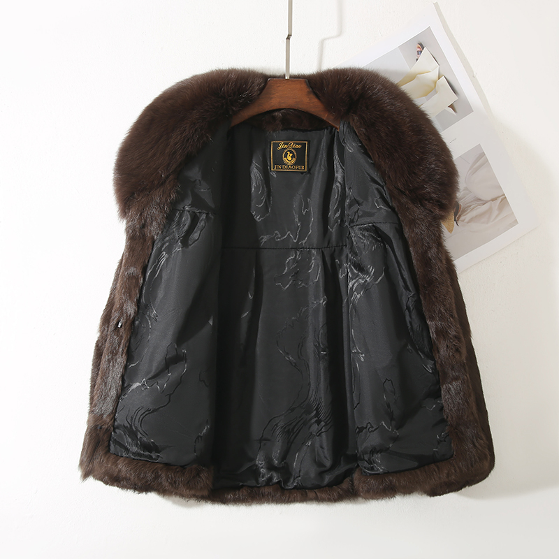 Full fur rabbit fur coat, pure 100% real coat, paired with a natural fox collar jacket