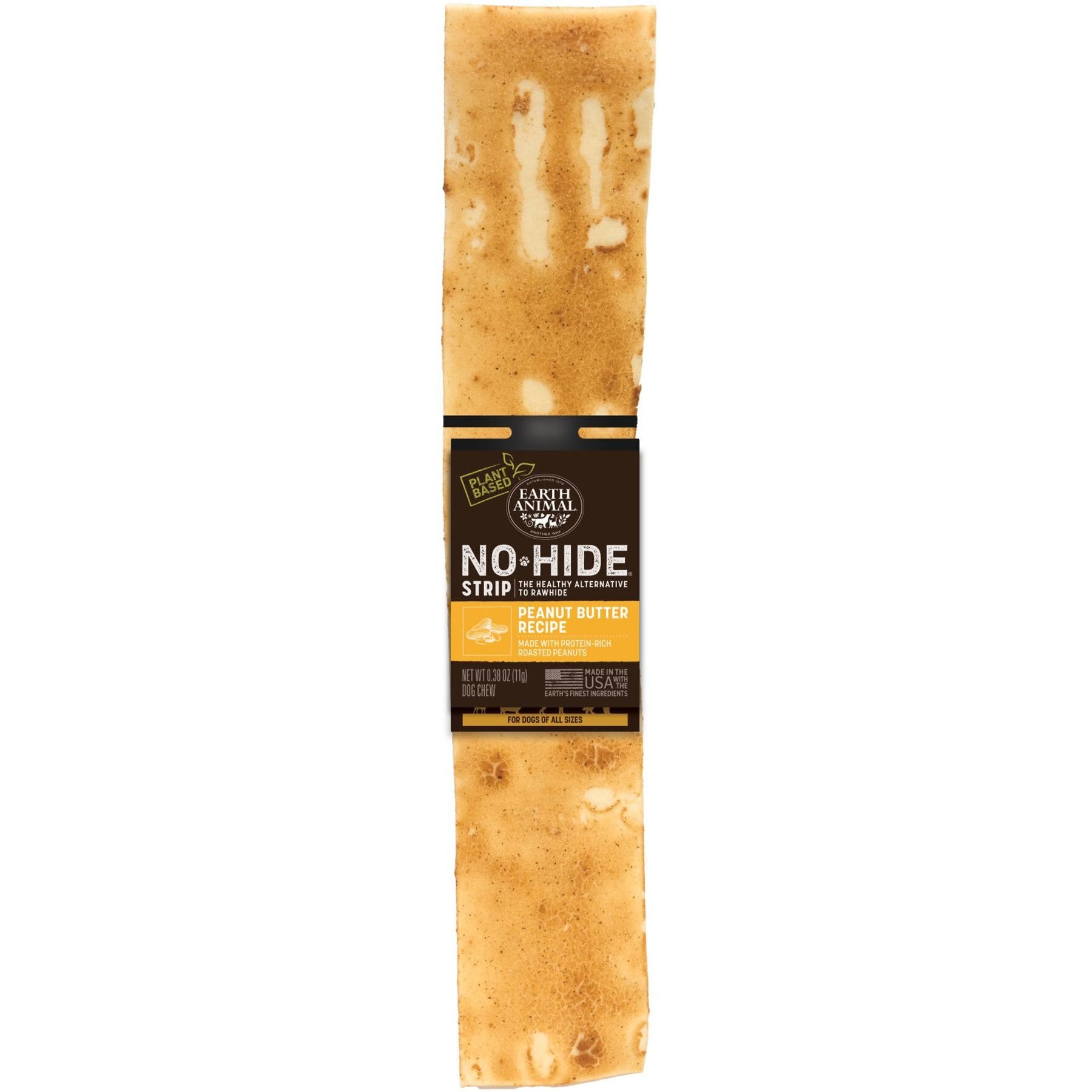 Earth Animal No-Hide Strips Thin Natural Rawhide Alternative Peanut Butter Vegetarian Recipe Chew Dog Treat