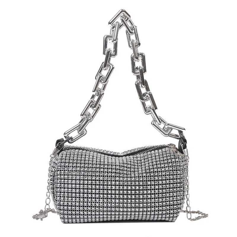 Allover Rhinestone Bucket Bag Glitter Chain Prom Purse Womens Mini Crossbody Bag (6.3*3.54) Inch Y250603