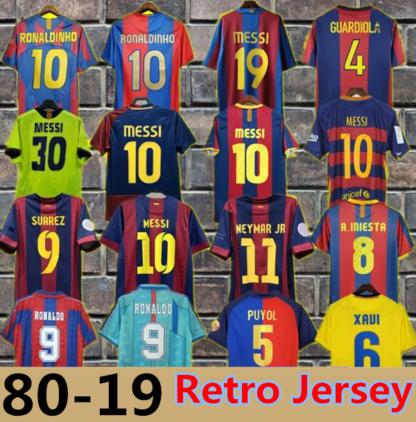 soccer jersey finals Retro 96 97 98 99 08 09 10 11 12 15 18 RONALDINHO RIVALDO Iniesta maillot de foot Ibrahimovic Eto'o Kluivert RONALDO XAVI SUAREZ HENRY football shirt