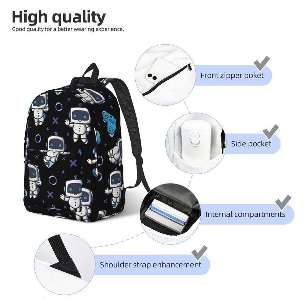 Astrobots Playroom Game Backpack Middle High College School Student Bookbag Teens Daypack Travel