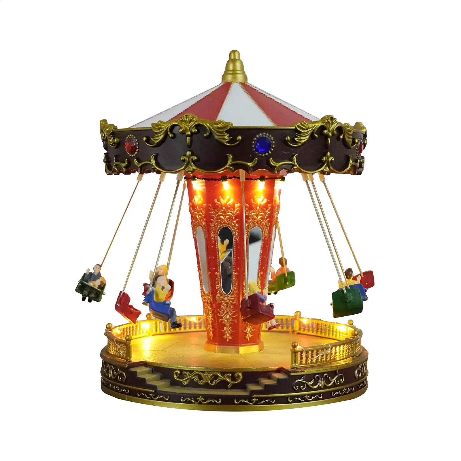 Rotatable LED Christmas Carousel Statue Music Box Decoration Table Centerpiece for Birthday Valentines Day Children Xmas Gifts 241121