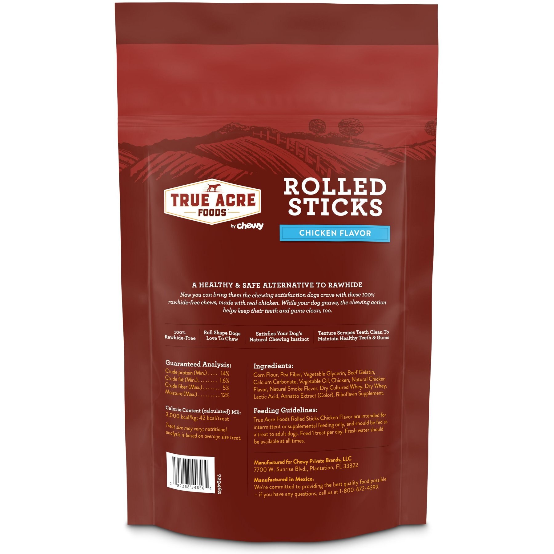 True Acre Foods Rawhide-Free Rolled Sticks Chicken Flavor Dog Treats