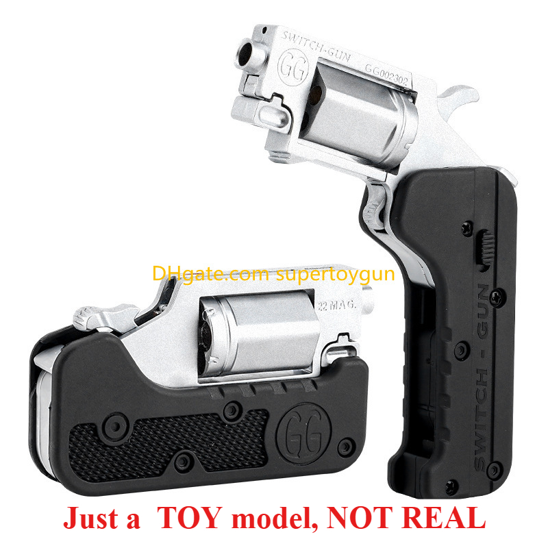 Alloy Revolver Lifecard Toy Gun Continuous Firing Pistol Foldable Soft Bullet Shell Ejection Blaster Launcher for Boys Adults New Year Gifts Toys