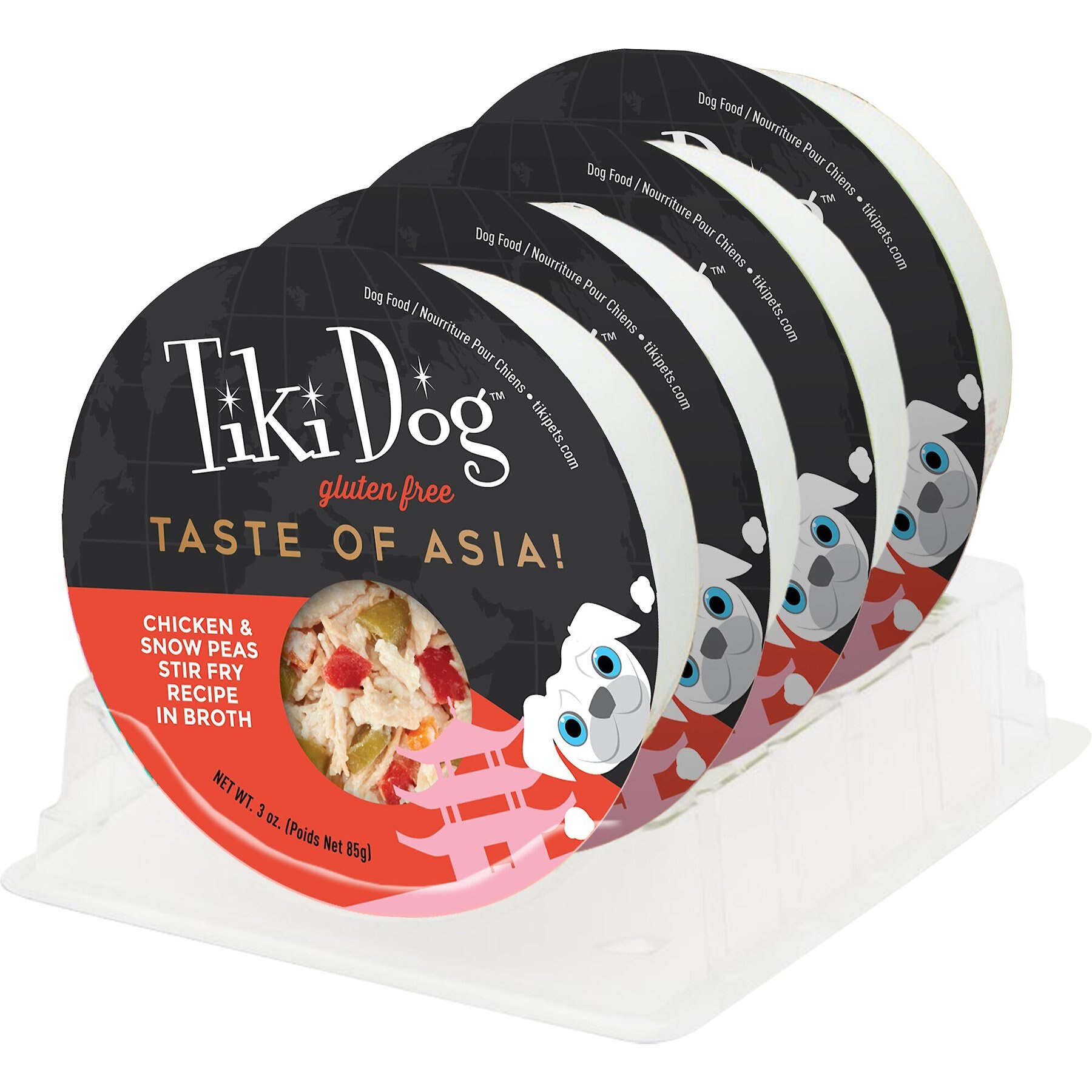 Tiki Dog Taste of Asia Chicken & Snow Peas Stir Fry Recipe in Broth Gluten-Free Wet Dog Food, 3-oz cup, case of 4