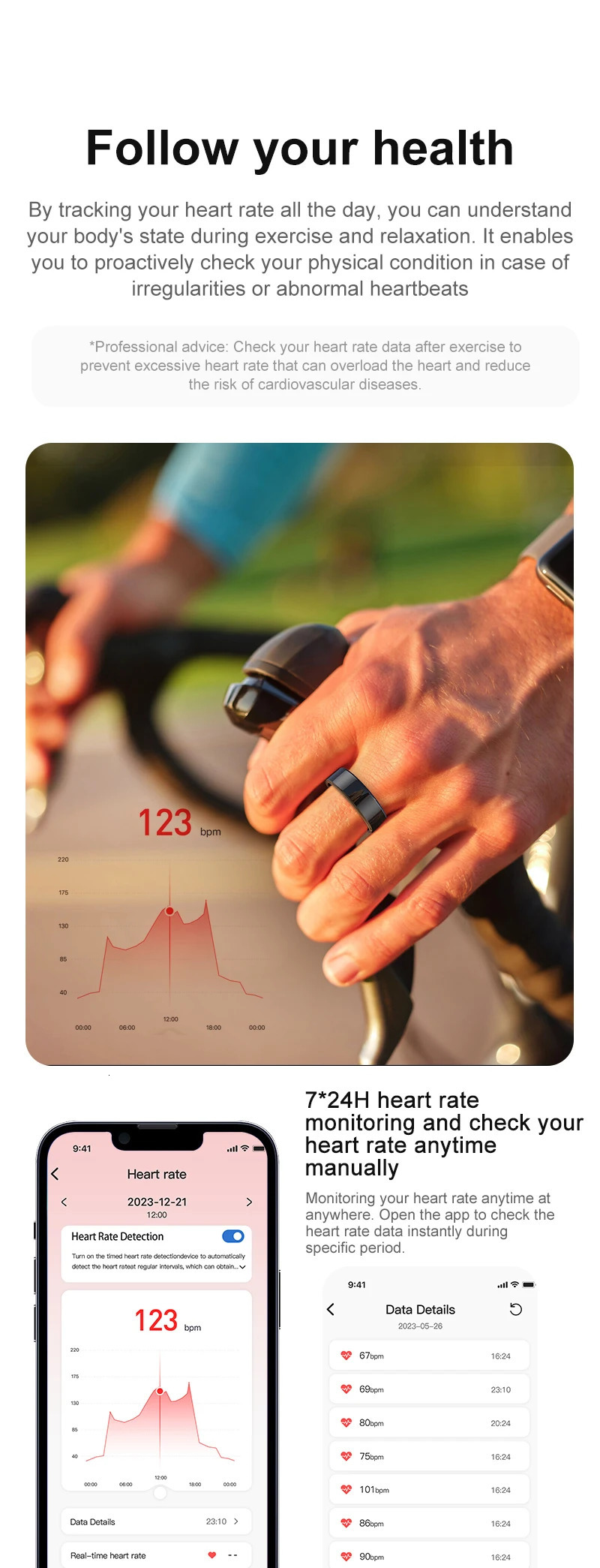 Smart Ring Activity Fitness Tracker Heart Rate Sleep Monitor Blood Oxygen Steps Finger Ring for IOS Android Men Women Gifts 240414