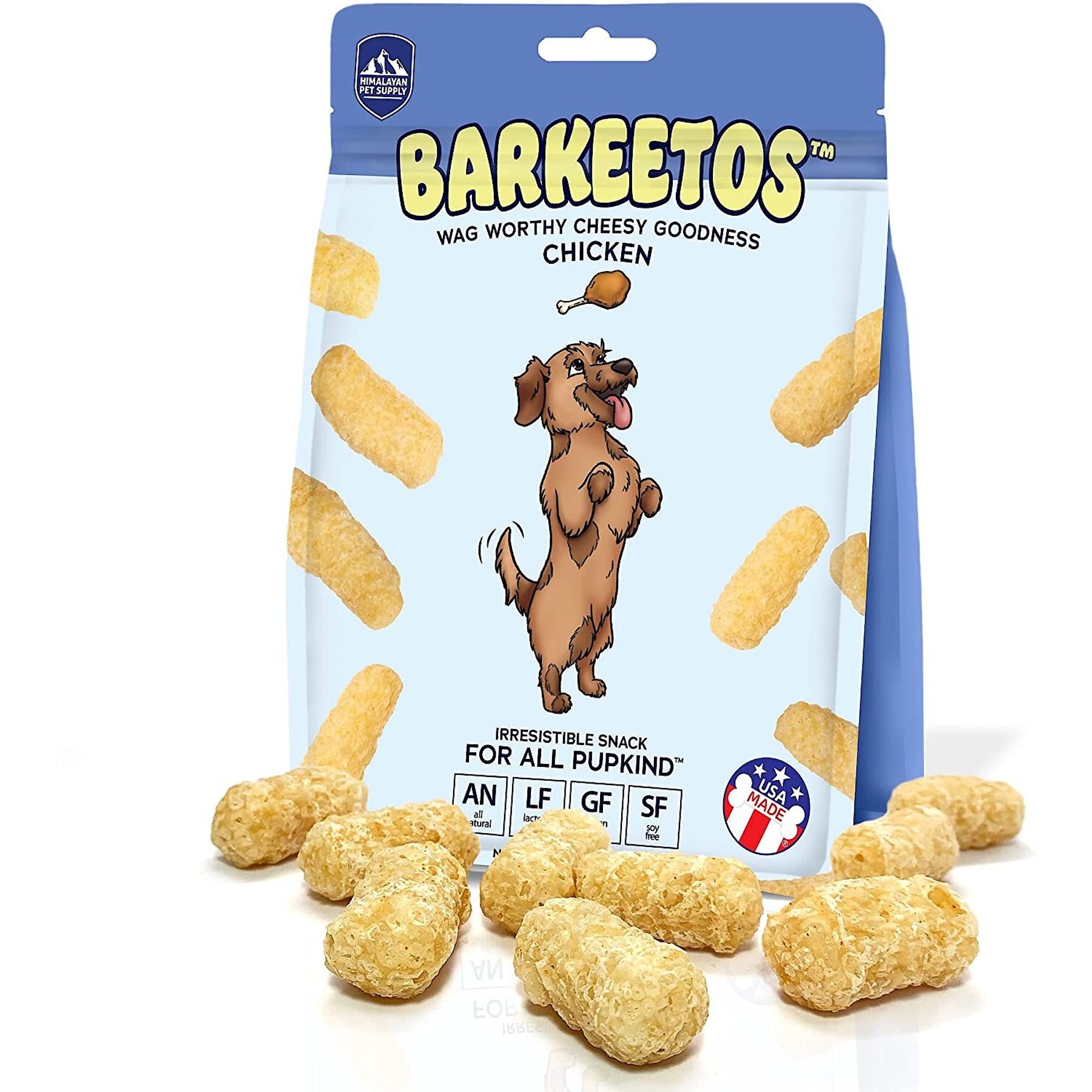 Himalayan Pet Supply Barkeetos Grain-Free Chicken Crunchy Dog Treats, 3-oz bag