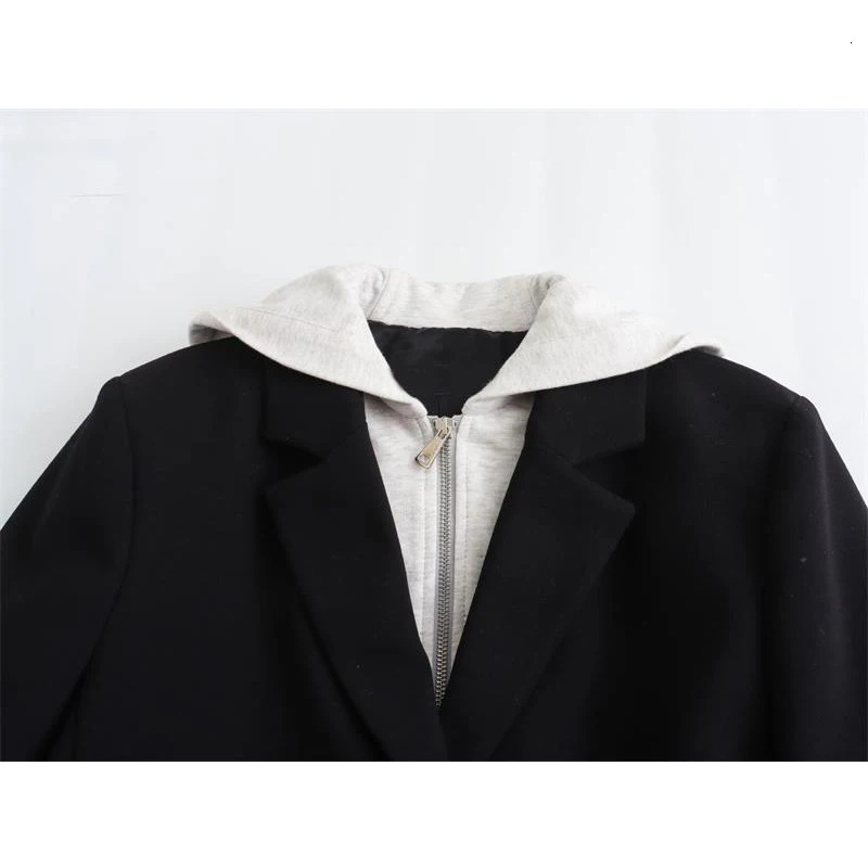 Spring Hooded Blazers Womens Suit Jacket Fashion Slim Short Coat Elegant Womens Street Warm Womens Jacket 240407